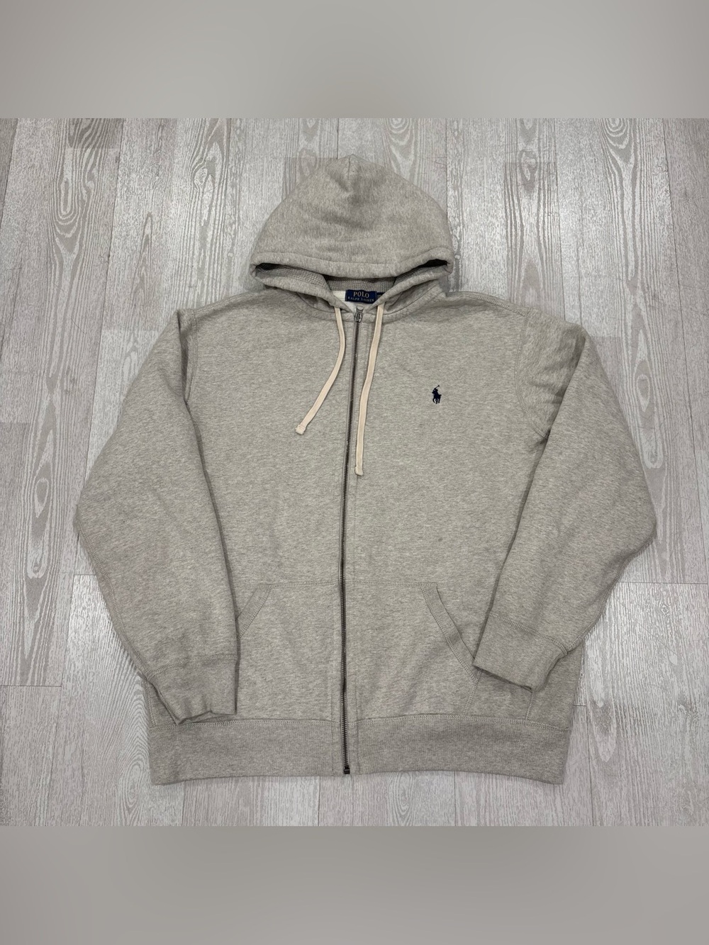 Polo Ralph Lauren Heather Grey Thermal-Lined Zip-Up Hoodie Size XXL